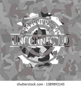 Unconnected grey camouflaged emblem. Vector Illustration.