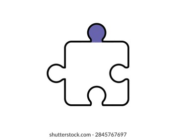 Unconnected jigsaw puzzle element vector line art icon