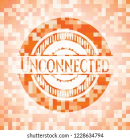 Unconnected orange tile background illustration. Square geometric mosaic seamless pattern with emblem inside.