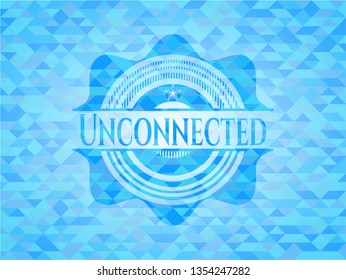 Unconnected sky blue emblem with mosaic background