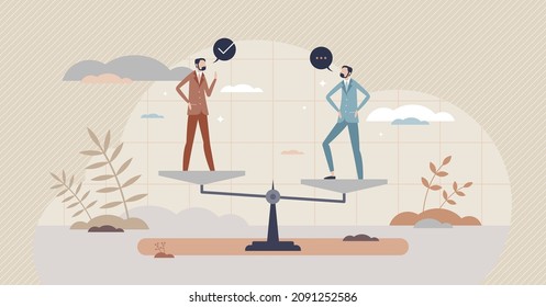 Unconscious Bias As Social Stereotypes Outside Their Own Conscious Awareness Tiny Person Concept. Psychological Thinking Behavior Based On Past Experiences And Prejudice Opinions Vector Illustration.