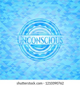 Unconscious light blue emblem. Mosaic background