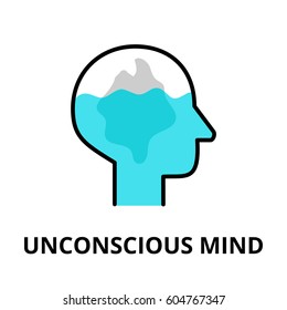 Unconscious Mind Icon, Flat Thin Line Vector Illustration, For Graphic And Web Design