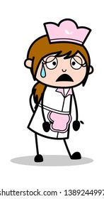 Unconscious - Retro Cartoon Waitress Female Chef Vector Illustration