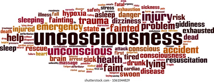 Unconsciousness  word cloud concept. Vector illustration