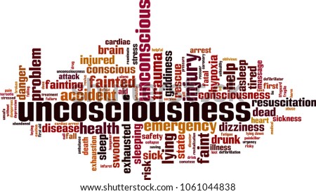 Unconsciousness  word cloud concept. Vector illustration