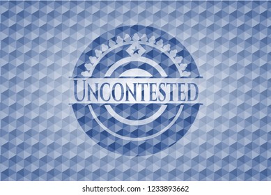 Uncontested blue badge with geometric background.