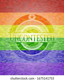 Sin oposición sobre fondo de mosaico con los colores de la bandera LGBT