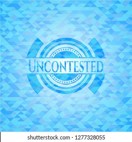 Uncontested realistic sky blue emblem. Mosaic background