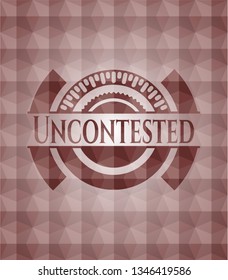 Uncontested red seamless emblem or badge with geometric pattern background.