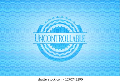 Uncontrollable water representation emblem background.