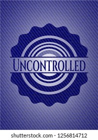 Uncontrolled emblem with jean background