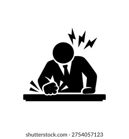 Uncontrolled Workplace Aggression Icon Isolated On White Background