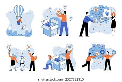 Unconventional thinking vector illustration. Success is echo footsteps taken differently in journey innovation The concept individualism is foundation upon which success is built Personality