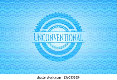 Unconventional water concept style badge.