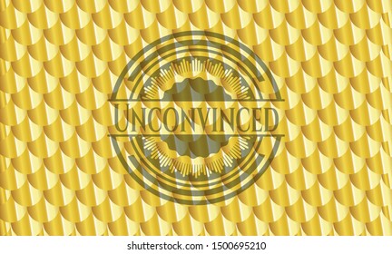Unconvinced golden emblem. Scales pattern. Vector Illustration. Detailed.