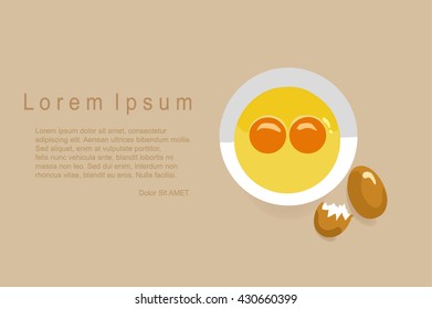 Uncooked 2 egg yolk in white bowl