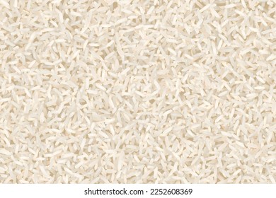 Uncooked basmati or jasmine rice seamless pattern. Vector background of raw ingredient of traditional indian, japanese, thai, or chinese food. Organic nutrition