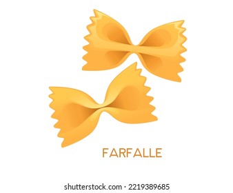 Uncooked italian pasta farfalle cuisine staples vector illustration isolated on white background