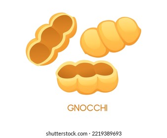 Uncooked italian pasta gnocchi cuisine staples vector illustration isolated on white background