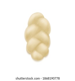 Uncooked plaited bread on white background realistic vector illustration