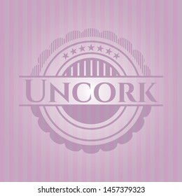 Uncork realistic pink emblem. Vector Illustration. Detailed.