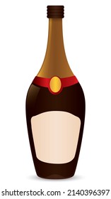 Uncorked Wine Or Champagne Bottle With Blank Label, Ready To Be Delighted During Special Events. Isolated Over White Background.