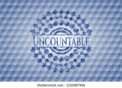 Uncountable blue hexagon badge.