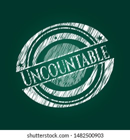 Uncountable chalk emblem written on a blackboard. Vector Illustration. Detailed.