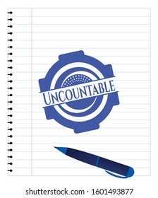 Uncountable drawn with pen strokes. Blue ink. Vector Illustration. Detailed.