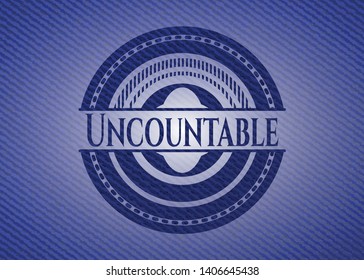 Uncountable emblem with jean background. Vector Illustration. Detailed.