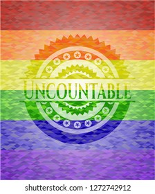 Uncountable emblem on mosaic background with the colors of the LGBT flag