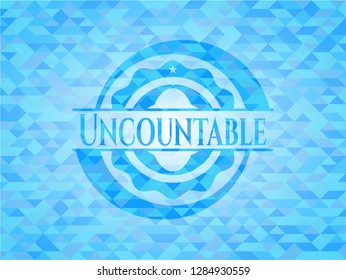 Uncountable light blue emblem. Mosaic background
