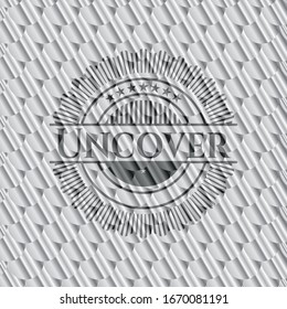 Uncover silver color badge. Scales pattern. Vector Illustration. Detailed.