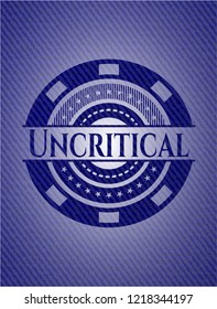  Uncritical emblem with jean background