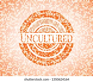 Uncultured abstract emblem, orange mosaic background