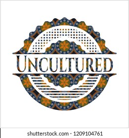 Uncultured arabic badge background. Arabesque decoration.