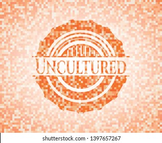 Uncultured orange mosaic emblem. Vector Illustration. Detailed.