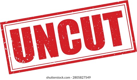 Uncut Red Rubber Stamp Sign Mark Word Text Written in Grunge Vector in Sharp Double Border in Transparent Background
