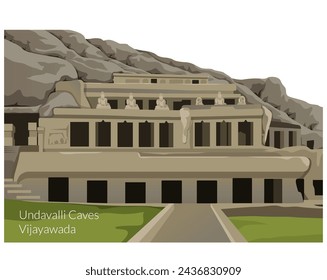 Cuevas Undavalli Vijayawada - Ilustración de stock como archivo EPS 10