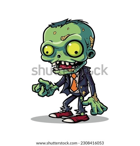 undead fun Cartoon lively Zombie Character Illustration, spooky, halloween