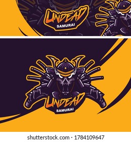 undead skeleton samurai logo for e-sport gaming mascot logo