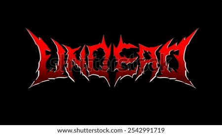 Undead, vector typography rendered in a horror-inspired metal style. The sharp, claw-like edges of the letters give it an ominous and intense appearance, with a red-to-black gradient