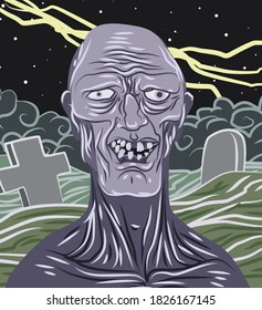 undead zombie raising from graveyard