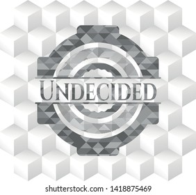 Undecided grey emblem. Vintage with geometric cube white background