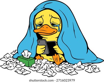 undefined cartoon duck experiencing life's ups and downs kids room digital art cozy environment emotional viewpoint