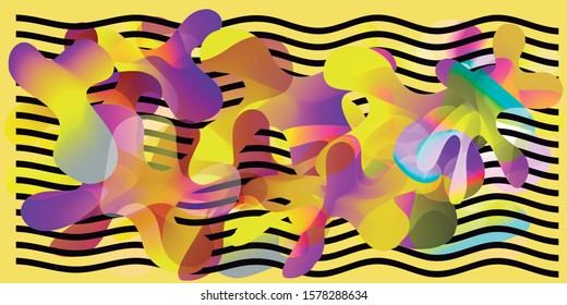 undefined overlapping figures in trendy gradient with curved background lines