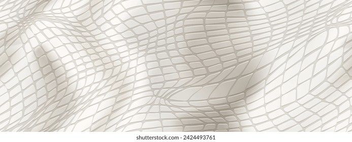 undefinedNoble white leather with reptile embossing in a seamless pattern. Top view of crocodile leatherette texture. Patent faux leather bg. Dermantine background. PVC material