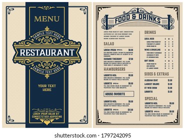 plantilla de menú no definidaRestaurante. Estilo vintage. Captura de vectores