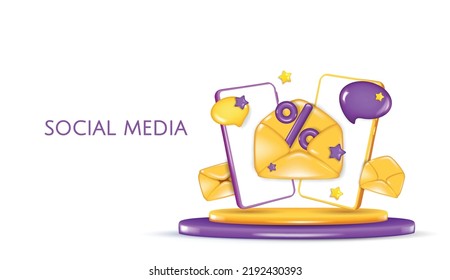 undefinedSending letters about discounts. Smartphones with an open letter and coupons. Realistic 3d vector